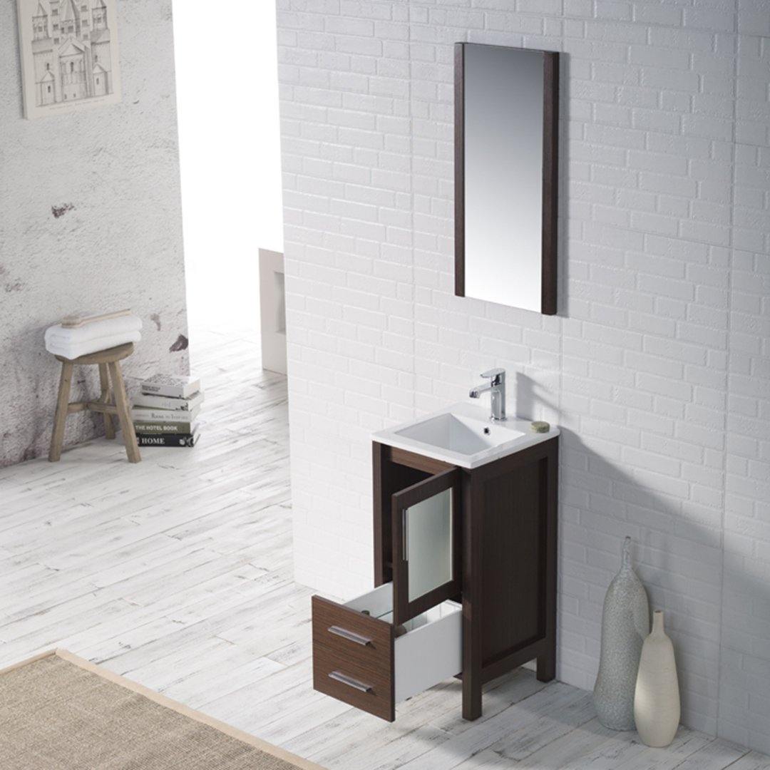 Blossom Sydney 16 Inch Vanity Base in White / Espresso / Wenge / Metal Grey. Available with Ceramic Sink / Ceramic Sink + Mirror. - The Bath Vanities