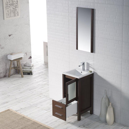 Blossom Sydney 16 Inch Vanity Base in White / Espresso / Wenge / Metal Grey. Available with Ceramic Sink / Ceramic Sink + Mirror. - The Bath Vanities