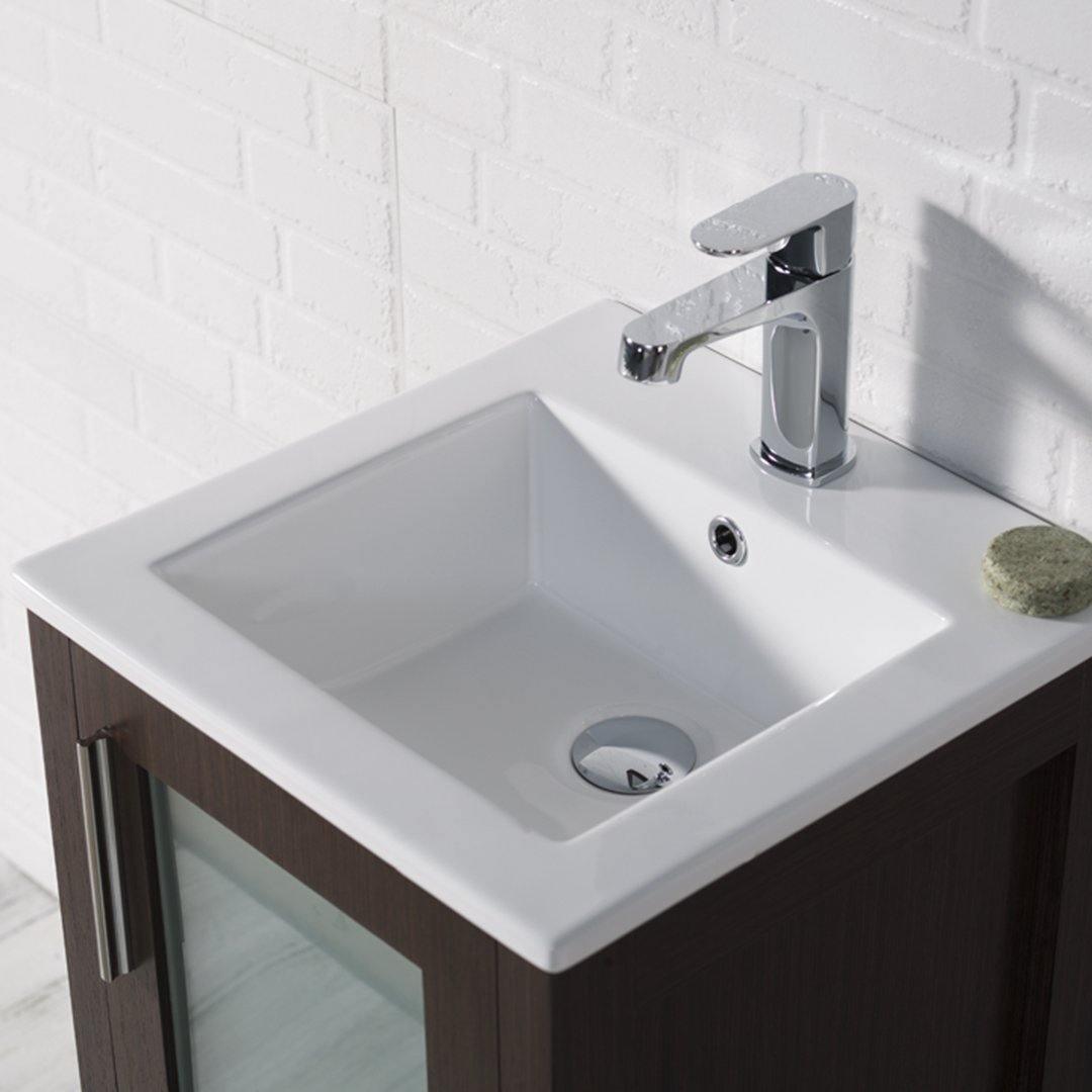 Blossom Sydney 16 Inch Vanity Base in White / Espresso / Wenge / Metal Grey. Available with Ceramic Sink / Ceramic Sink + Mirror. - The Bath Vanities