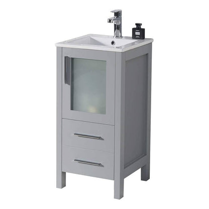 Blossom Sydney 16 Inch Vanity Base in White / Espresso / Wenge / Metal Grey. Available with Ceramic Sink / Ceramic Sink + Mirror. - The Bath Vanities