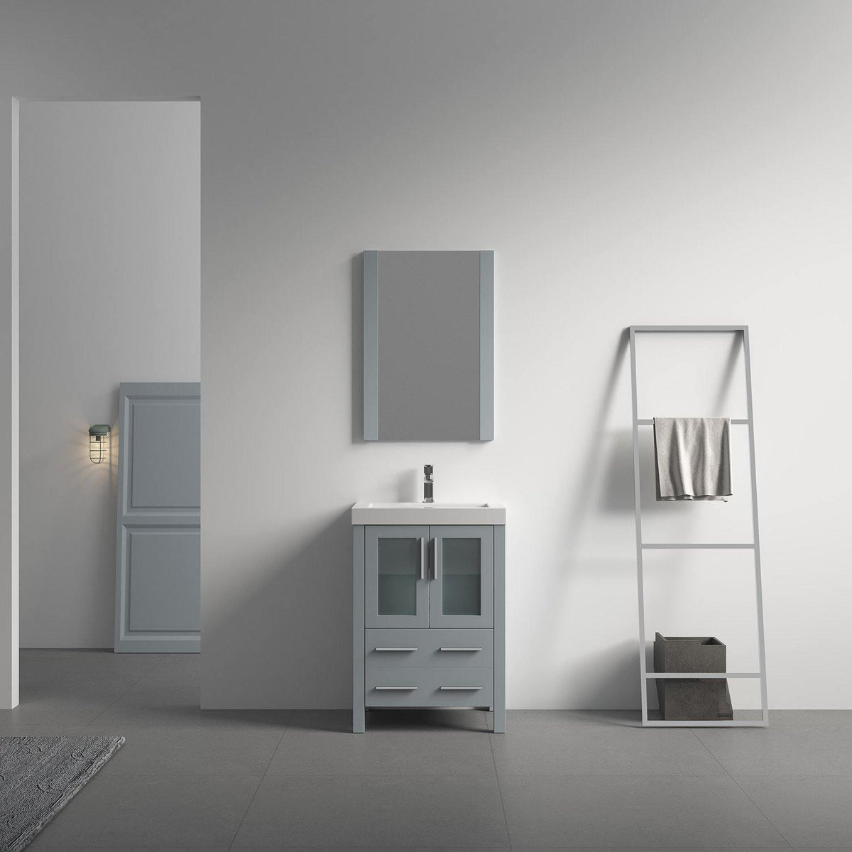 Blossom Sydney 24 Inch Vanity Base in White / Espresso / Metal Grey. Available with Ceramic Sink / Ceramic Sink + Mirror / Ceramic Vessel Sink / Ceramic Vessel Sink + Mirror - The Bath Vanities