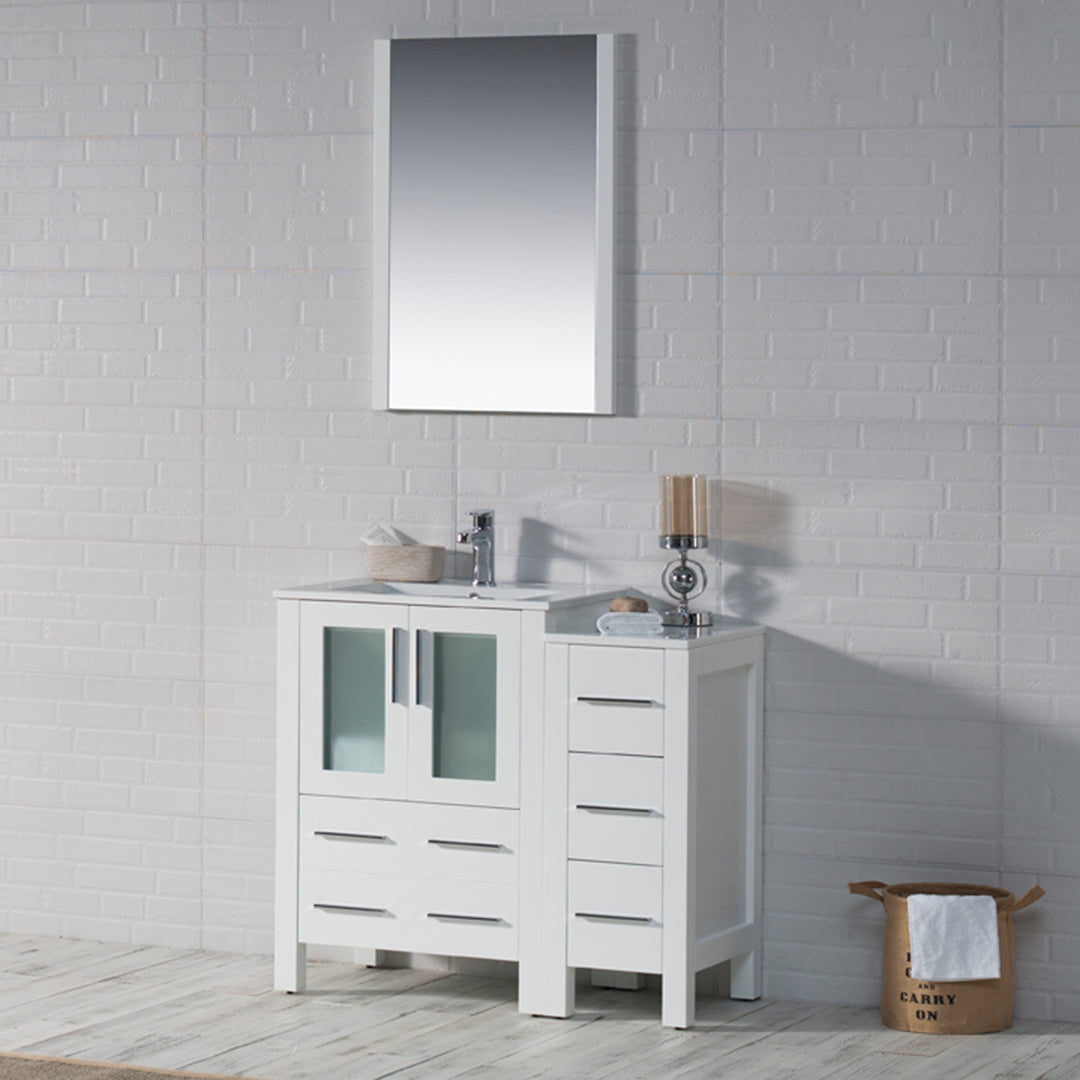 Blossom Sydney 36" Vanity set, Side Cabinet, Vessel Sink, Mirror