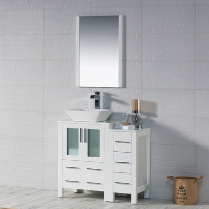 Blossom Sydney 36" Vanity set, Side Cabinet, Vessel Sink, Mirror