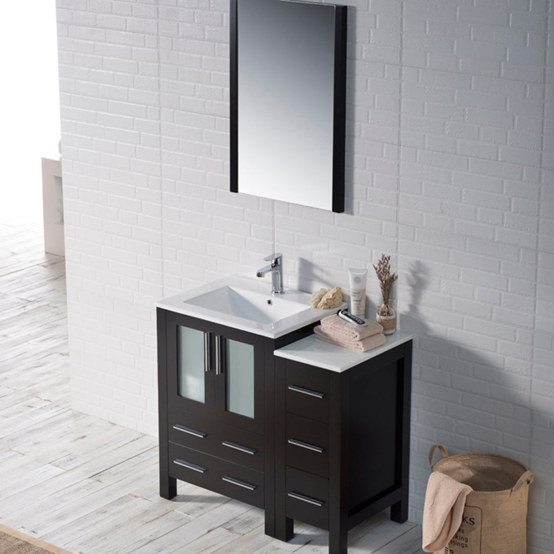 Blossom Sydney 36" Vanity set, Side Cabinet, Vessel Sink, Mirror