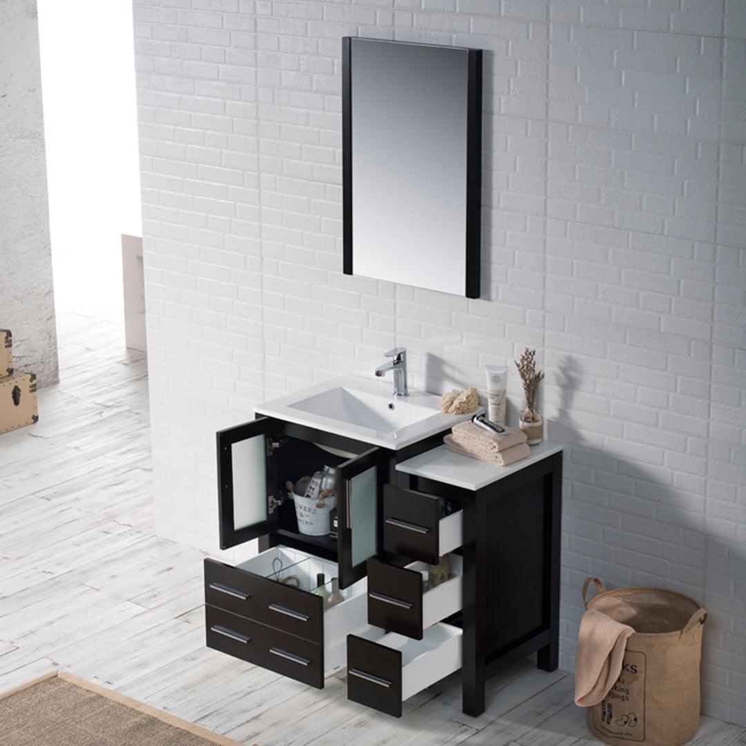 Blossom Sydney 36" Vanity set, Side Cabinet, Vessel Sink, Mirror