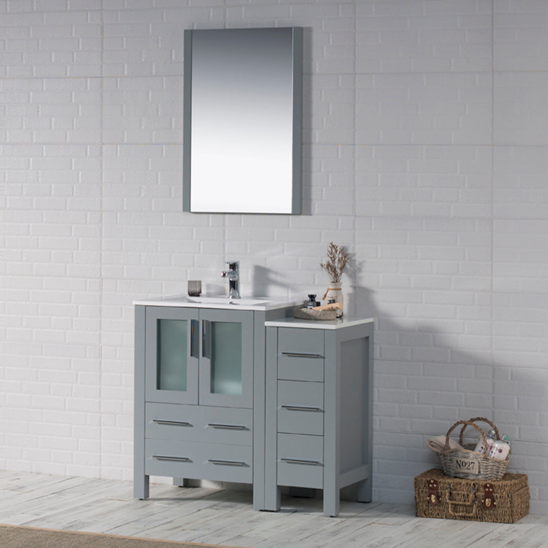 Blossom Sydney 36" Vanity set, Side Cabinet, Vessel Sink, Mirror