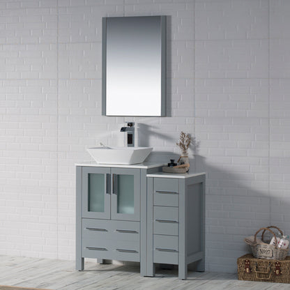 Blossom Sydney 36" Vanity set, Side Cabinet, Vessel Sink, Mirror