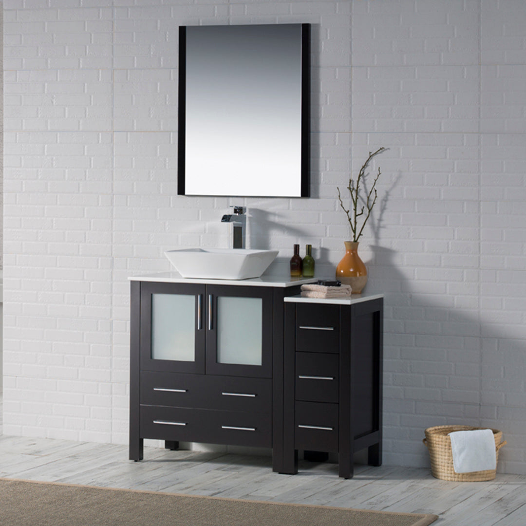 Blossom Sydney 42" Vanity set, Side Cabinet, Vessel Sink, Mirror