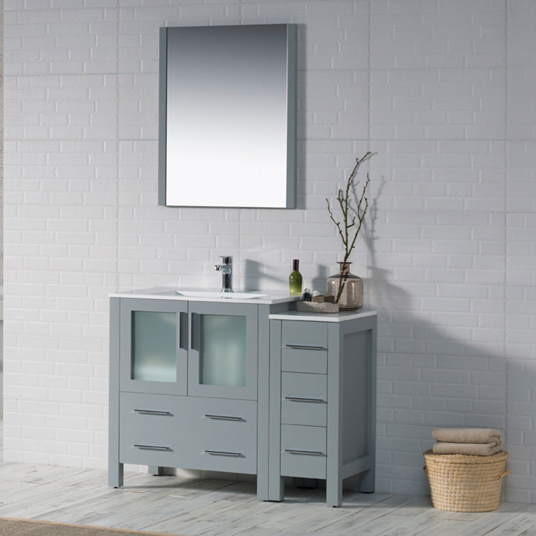 Blossom Sydney 42" Vanity set, Side Cabinet, Vessel Sink, Mirror