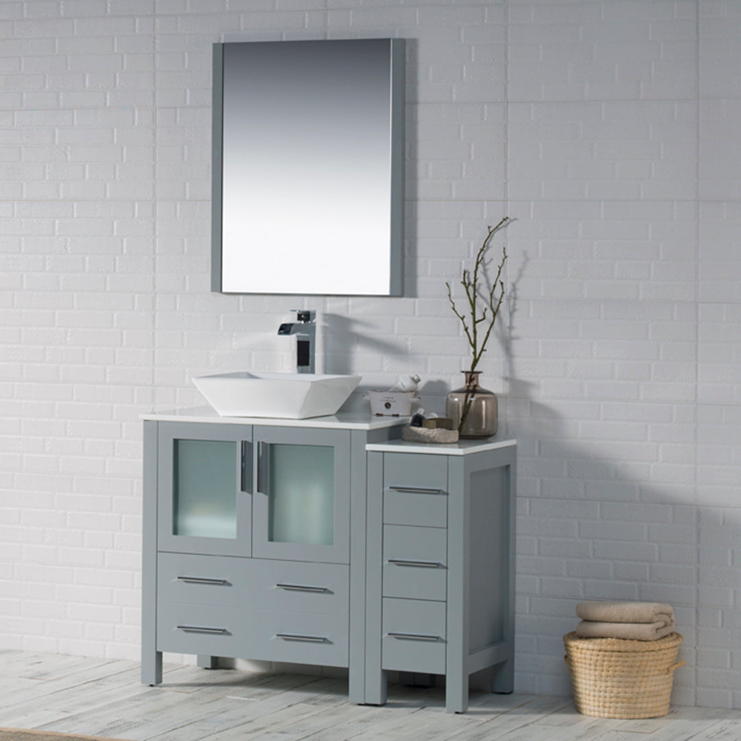 Blossom Sydney 42" Vanity set, Side Cabinet, Vessel Sink, Mirror