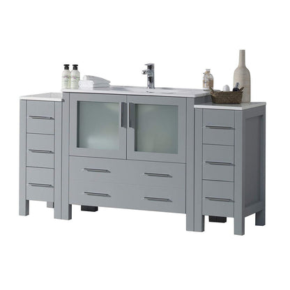 Blossom Sydney 60" Vanity, White, Espresso, Metal Grey, Side Cabinet