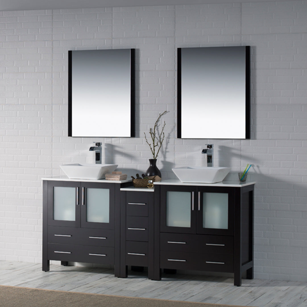 Blossom Sydney 72" Double Vanity Set, White, Espresso, Metal Grey