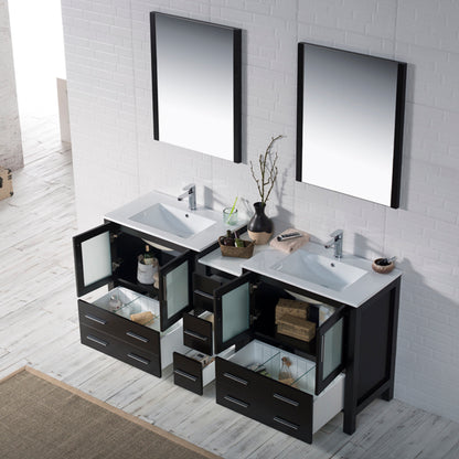 Blossom Sydney 84" Double Vanity Set, White, Espresso, Metal Grey