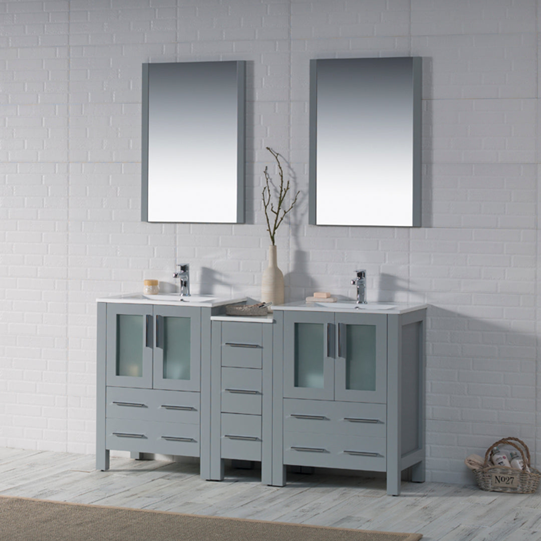 Blossom Sydney 84" Double Vanity Set, White, Espresso, Metal Grey