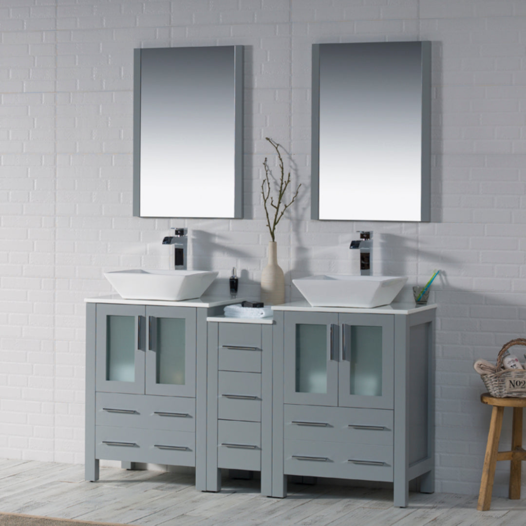 Blossom Sydney 72" Double Vanity Set, White, Espresso, Metal Grey