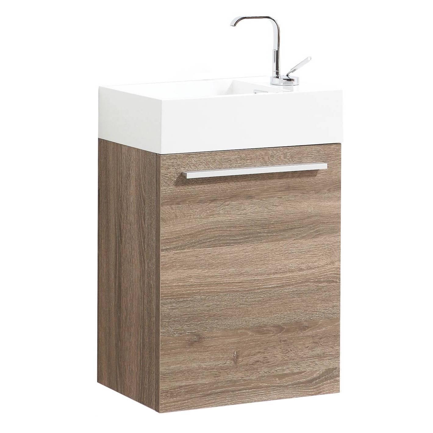 Blossom Colmar 18 Inch Vanity Base in White / Cart Oak / Dark Oak / Navy Blue. Available with Acrylic Sink / Acrylic Sink + Mirror - The Bath Vanities