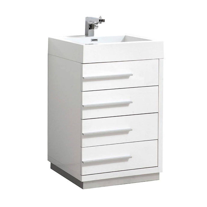 Blossom Barcelona 24 Inch Vanity Base in White / Dark Oak. Available with Acrylic Sink / Acrylic Sink + Mirror - The Bath Vanities