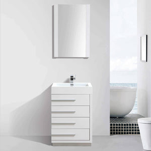 Blossom Barcelona 30 Inch Vanity Base in White / Dark Oak. Available with Acrylic Sink / Acrylic Sink + Mirror - The Bath Vanities