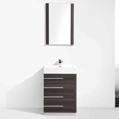 Blossom Barcelona 24 Inch Vanity Base in White / Dark Oak. Available with Acrylic Sink / Acrylic Sink + Mirror - The Bath Vanities