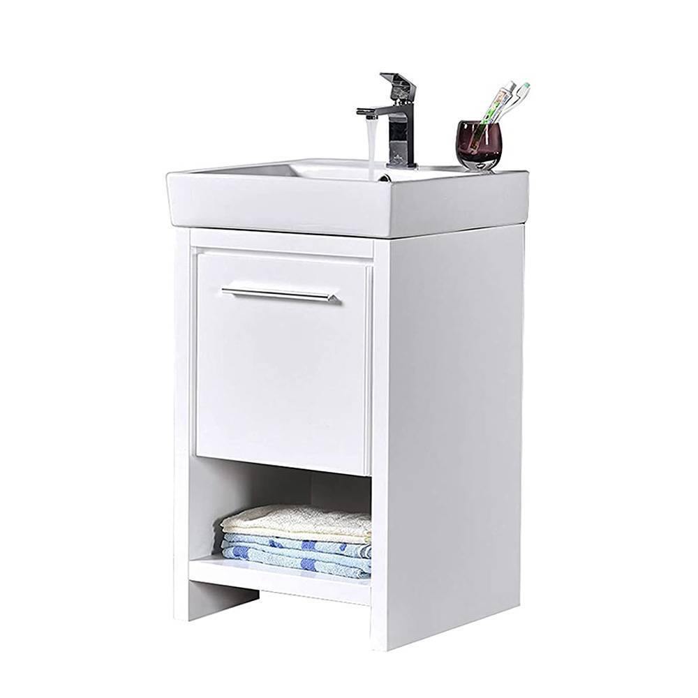 Blossom Milan 20 Inch Vanity Base in White / Silver Grey. Available with Ceramic Sink / Ceramic Sink + Mirror / Ceramic Sink + Mirrored Medicine Cabinet - The Bath Vanities