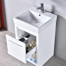 Load image into Gallery viewer, Blossom Milan 24 Inch Vanity Base in White / Silver Grey. Available with Ceramic Sink / Ceramic Sink + Mirror / Ceramic Sink + Mirrored Medicine Cabinet - The Bath Vanities