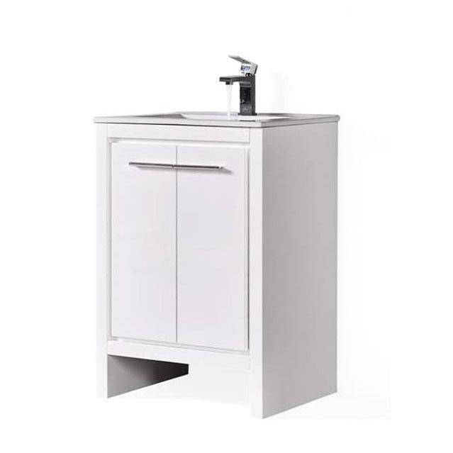 Blossom Milan 24 Inch Vanity Base in White / Silver Grey. Available with Ceramic Sink / Ceramic Sink + Mirror / Ceramic Sink + Mirrored Medicine Cabinet - The Bath Vanities