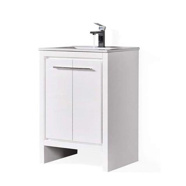 Blossom Milan 30 Inch Vanity Base in White / Silver Grey. Available with Ceramic Sink / Ceramic Sink + Mirror / Ceramic Sink + Mirrored Medicine Cabinet - The Bath Vanities