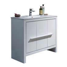 Load image into Gallery viewer, Blossom Milan 36 Inch Vanity Base in White / Silver Grey. Available with Ceramic Sink / Ceramic Sink + Mirror / Ceramic Sink + Mirrored Medicine Cabinet - The Bath Vanities