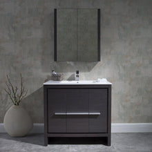 Load image into Gallery viewer, Milan 36&quot; Vanity Set in White / Silver Grey with Ceramic Sink, Mirror, Medicine Cabinet - The Bath Vanities