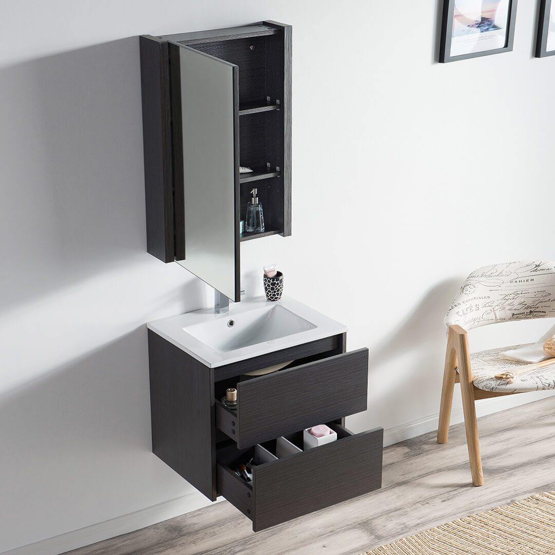 Blossom Valencia 36 Inch Single Vanity Base in White or Silver Grey. Available with Ceramic Sink, Mirror, Mirrored Medicine Cabinet - The Bath Vanities