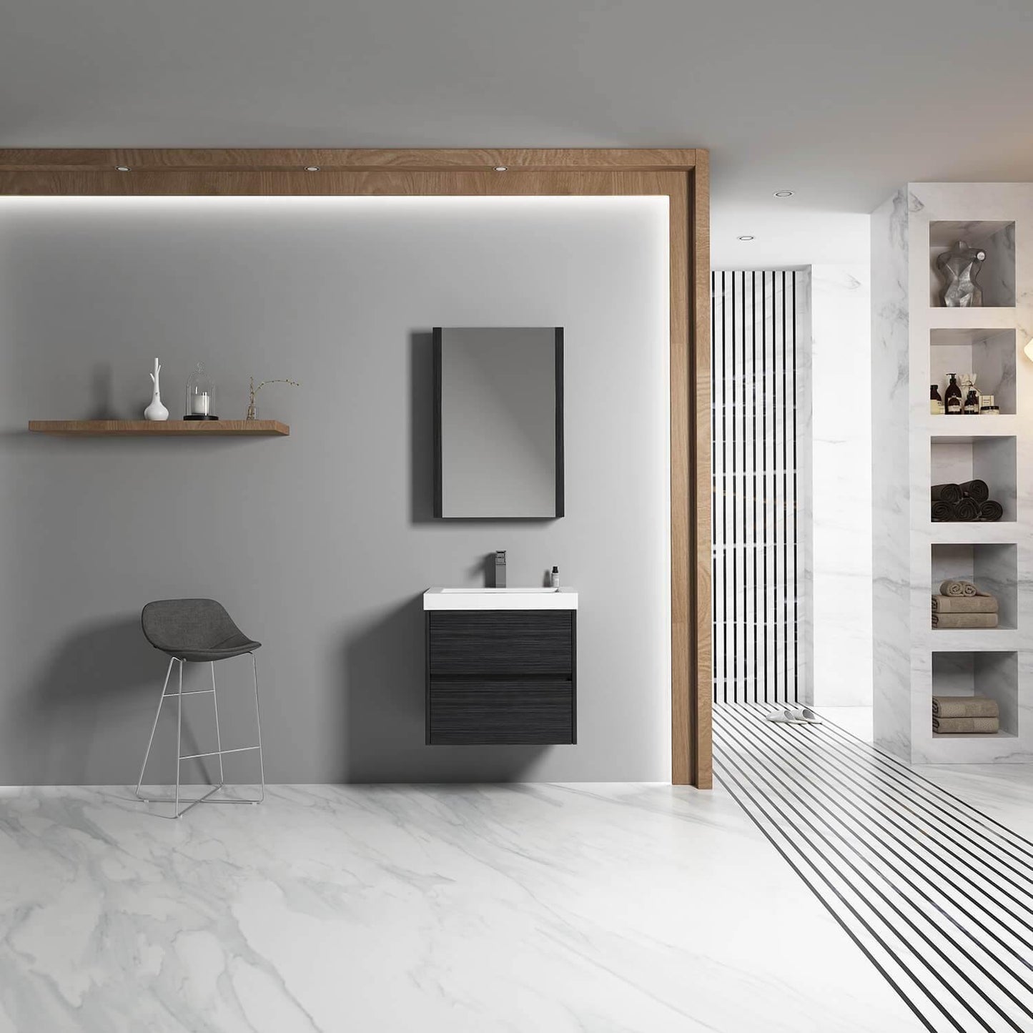 Blossom Valencia 36 Inch Single Vanity Base in White or Silver Grey. Available with Ceramic Sink, Mirror, Mirrored Medicine Cabinet - The Bath Vanities