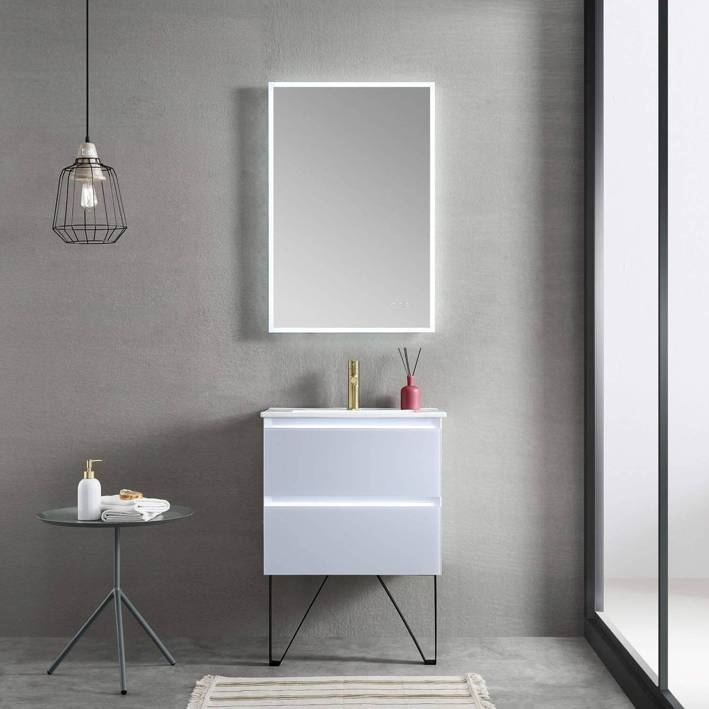 Blossom Jena 24 Inch Vanity Base in Calacatta White / Light Grey. Available with Ceramic Sink / Acrylic Sink - The Bath Vanities