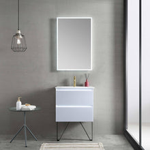 Load image into Gallery viewer, Blossom Jena 24 Inch Vanity Base in Calacatta White / Light Grey. Available with Ceramic Sink / Acrylic Sink - The Bath Vanities