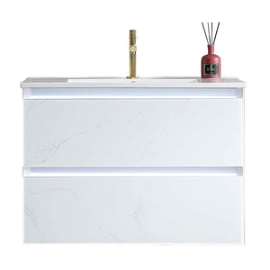 Blossom Jena 30" Vanity Base in Calacatta White / Light Grey with Ceramic / Acrylic Sink - The Bath Vanities