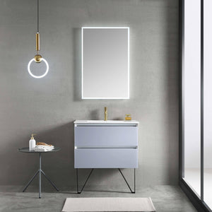Blossom Jena 30 Inch Vanity Base in Calacatta White / Light Grey. Available with Ceramic Sink / Acrylic Sink - The Bath Vanities