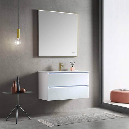 Blossom Jena 36 Inch Vanity Base in Calacatta White / Light Grey. Available with Ceramic Sink / Acrylic Sink - The Bath Vanities