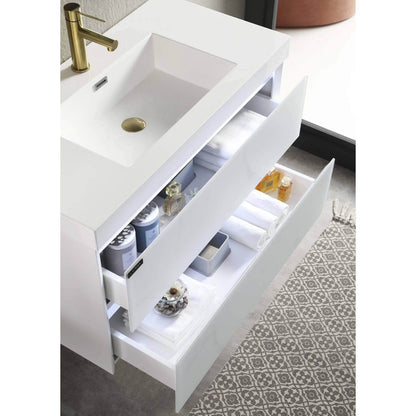 Blossom Jena 36 Inch Vanity Base in Calacatta White / Light Grey. Available with Ceramic Sink / Acrylic Sink - The Bath Vanities