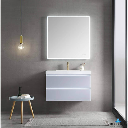 Blossom Jena 36 Inch Vanity Base in Calacatta White / Light Grey. Available with Ceramic Sink / Acrylic Sink - The Bath Vanities