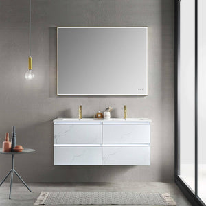 Blossom Jena 48 Inch Vanity Base in Calacatta White / Light Grey. Available with Ceramic Double Sinks / Acrylic Double Sinks - The Bath Vanities