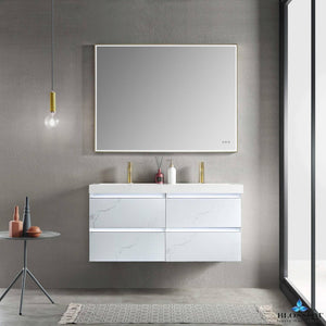 Blossom Jena 48 Inch Vanity Base in Calacatta White / Light Grey. Available with Ceramic Double Sinks / Acrylic Double Sinks - The Bath Vanities