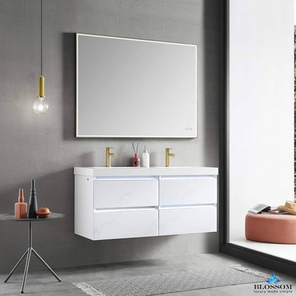 Blossom Jena 48 Inch Vanity Base in Calacatta White / Light Grey. Available with Ceramic Double Sinks / Acrylic Double Sinks - The Bath Vanities