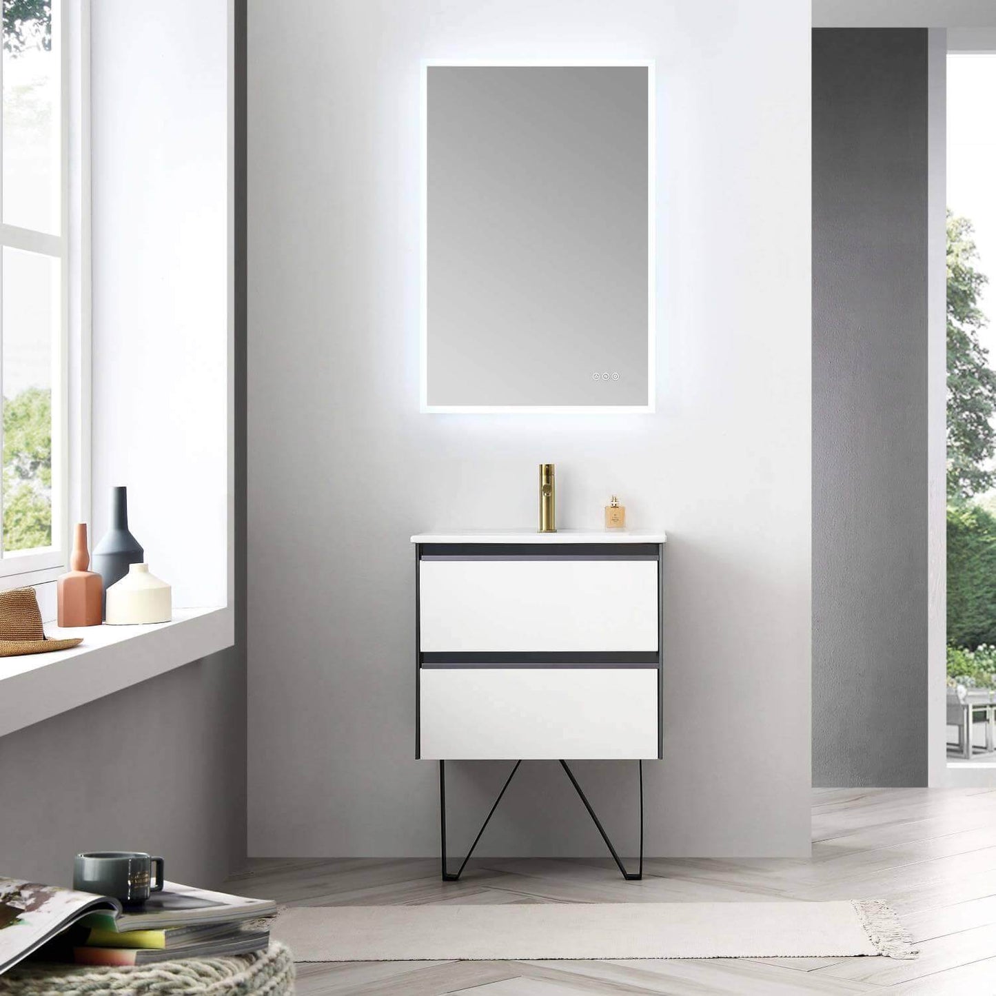 Blossom Berlin 24 Inch Vanity Base in White. Available with Acrylic Sink - The Bath Vanities