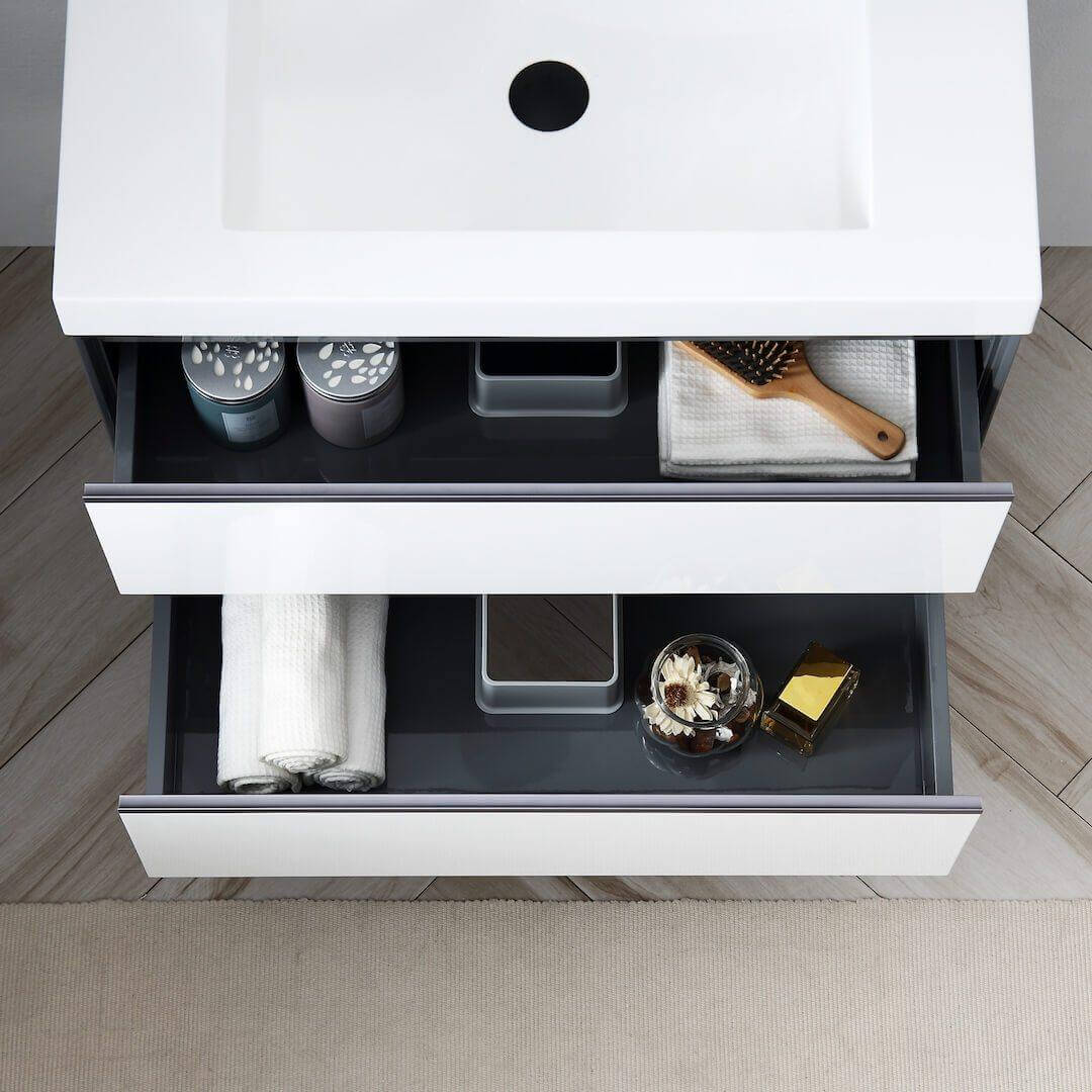 Blossom Berlin 24 Inch Vanity Base in White. Available with Acrylic Sink - The Bath Vanities