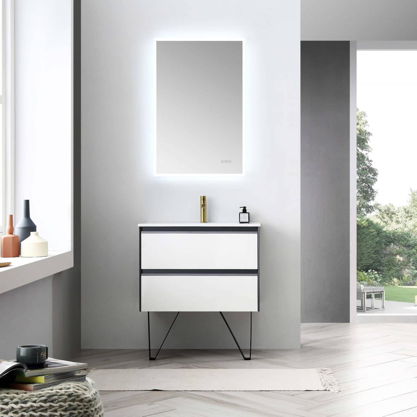 Blossom Berlin 30 Inch Vanity Base in White. Available with Acrylic Sink - The Bath Vanities
