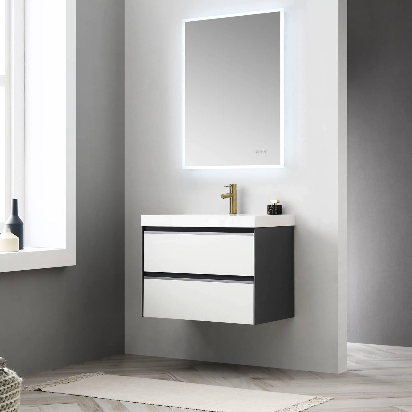 Blossom Berlin 30 Inch Vanity Base in White. Available with Acrylic Sink - The Bath Vanities