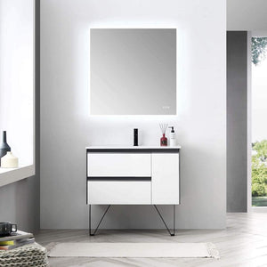 Blossom Berlin 36 Inch Vanity Base in White. Available with Acrylic Sink - The Bath Vanities