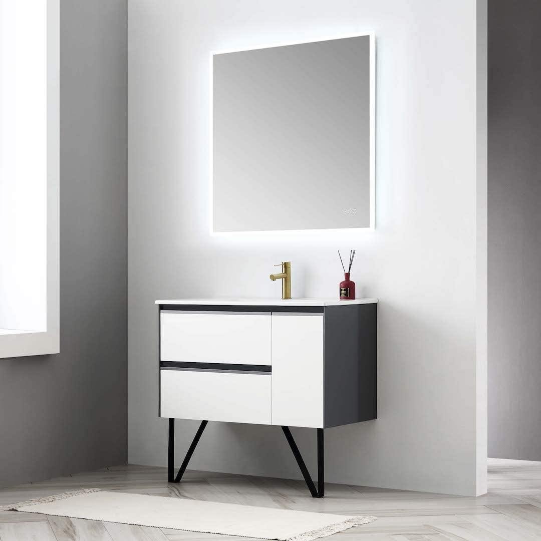 Blossom Berlin 36 Inch Vanity Base in White. Available with Acrylic Sink - The Bath Vanities