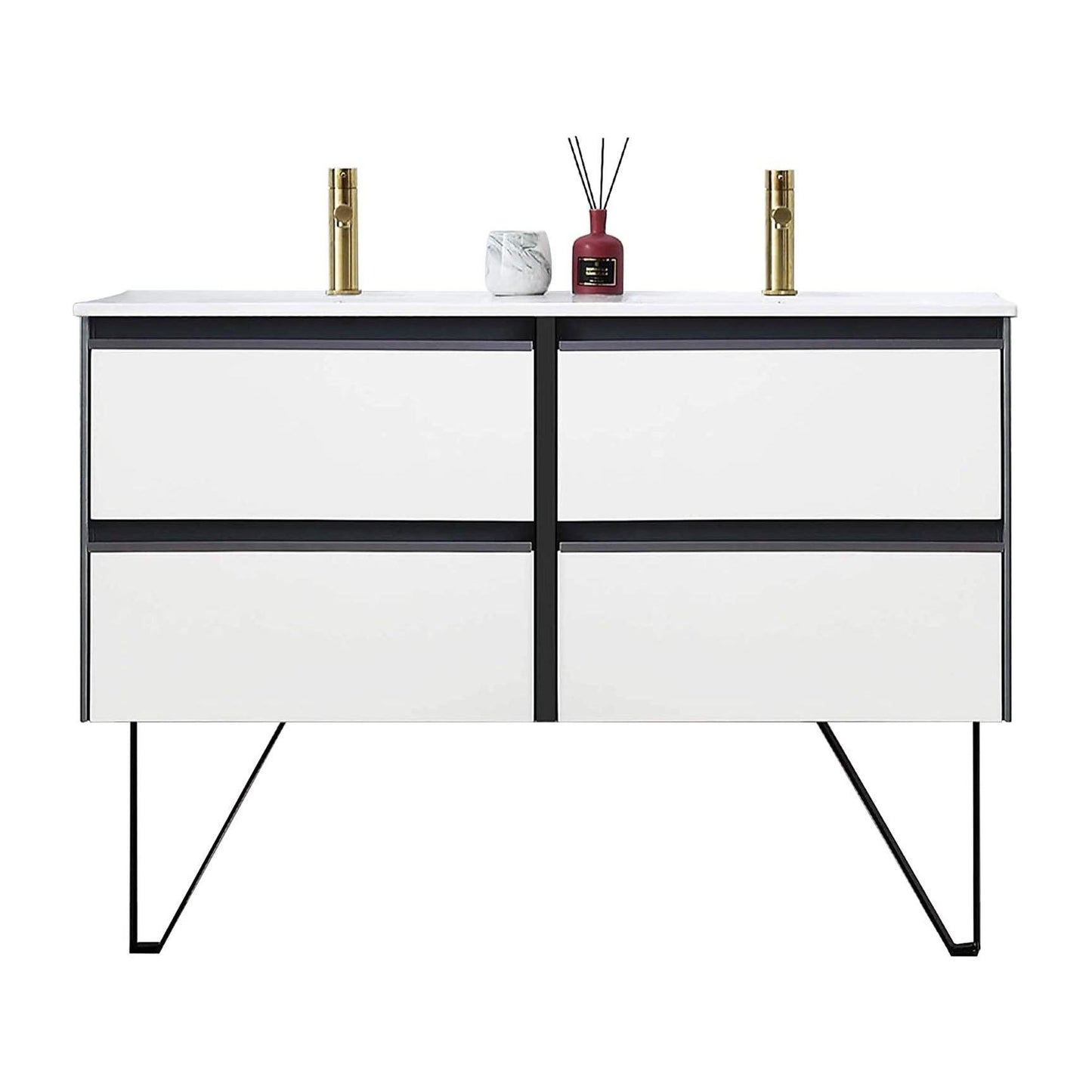 Blossom Berlin White 48" Double Vanity Base with Acrylic Sinks - The Bath Vanities