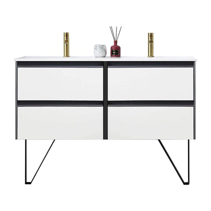 Blossom Berlin White 48" Double Vanity Base with Acrylic Sinks - The Bath Vanities