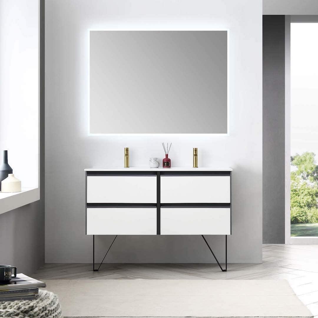 Blossom Berlin 48 Inch Vanity Base in White. Available with Acrylic Double Sinks. - The Bath Vanities